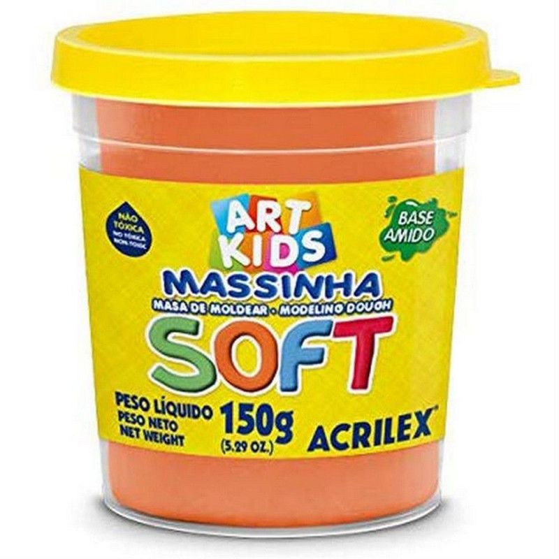 MASSA MODELAR SOFT 150G LARANJA ACRILEX - REF. 105 - CAIXA COM 6 UNIDADES