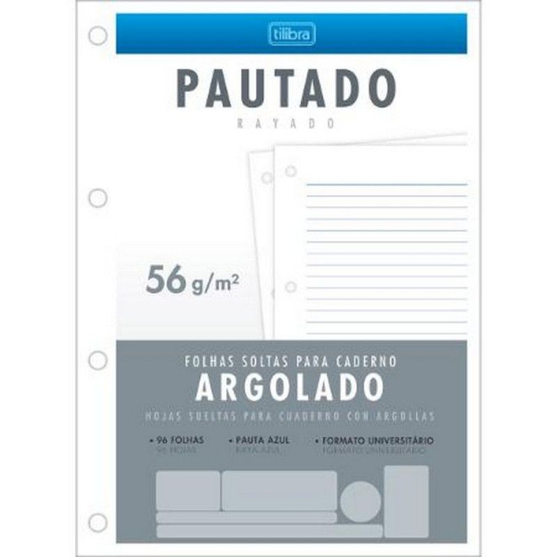 BLOCO PARA FICHARIO 96 FOLHAS ACADEMIE BRANCO TILIBRA - REF. 15781 - CAIXA MASTER COM 25 UNIDADES