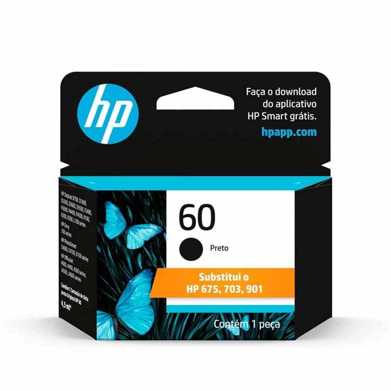 CARTUCHO HP 60 4,5 ML PRETO 675 / 703 / 901 CC640WB ORIGINAL - 1 UNIDADE