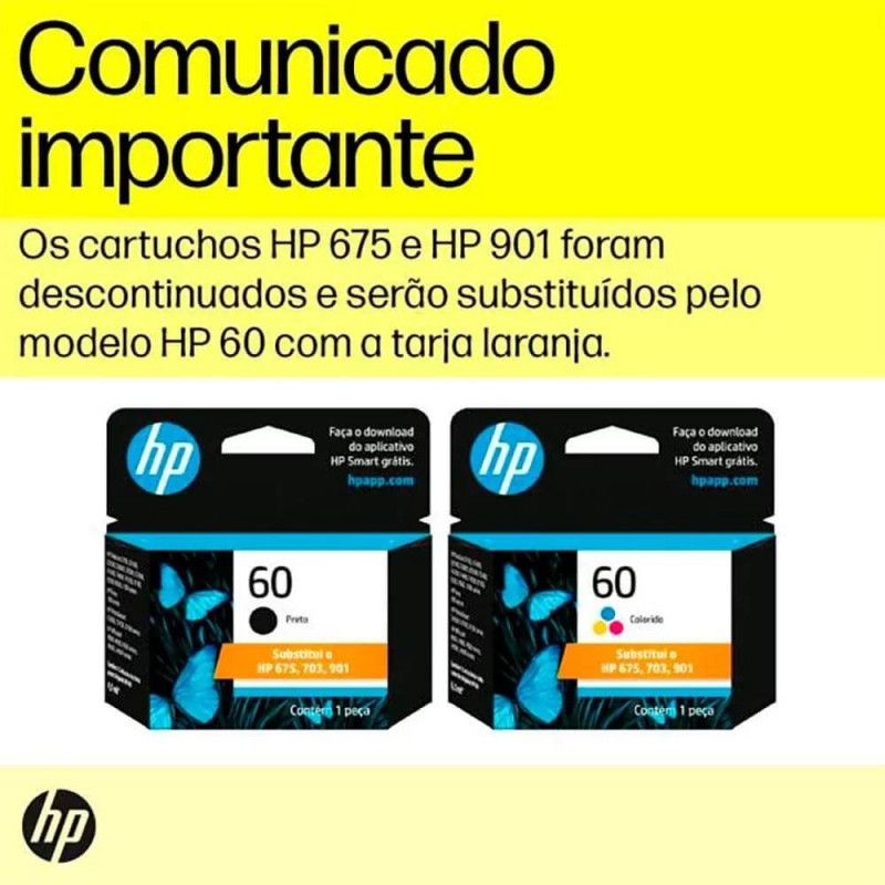 CARTUCHO HP 60 4,5 ML PRETO 675 / 703 / 901 CC640WB ORIGINAL - 1 UNIDADE