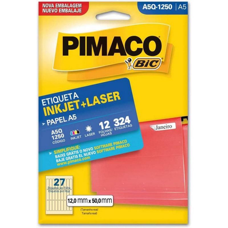 ETIQUETA A5Q-1250 12 FOLHAS PIMACO - REF. A5Q-1250 - 1 UNIDADE
