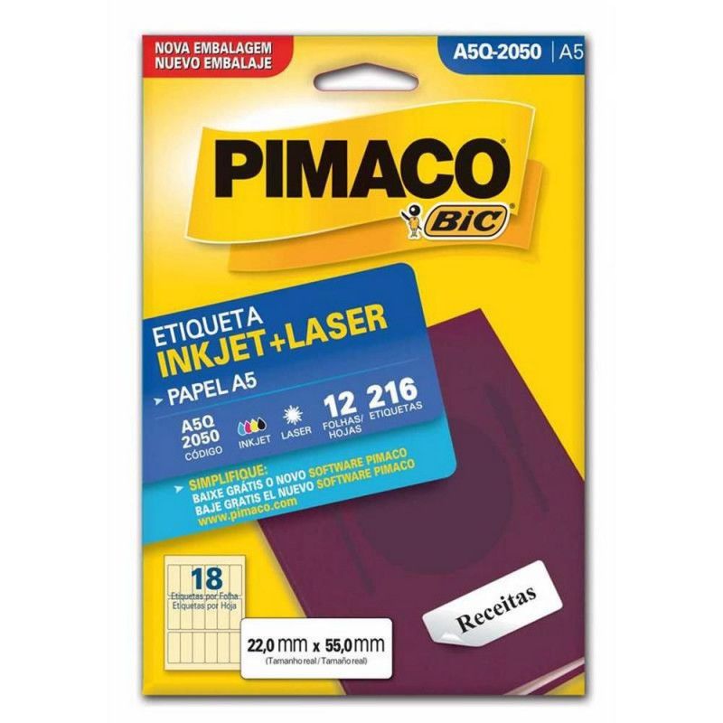 ETIQUETA A5Q-2050 12 FOLHAS  PIMACO - REF. A5Q-2050 - 1 UNIDADE