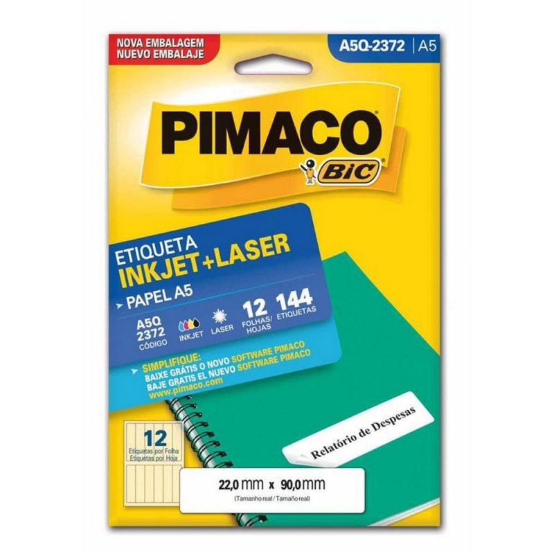 ETIQUETA A5Q-2372 12 FOLHAS PIMACO - REF. A5Q-2372 - 1 UNIDADE