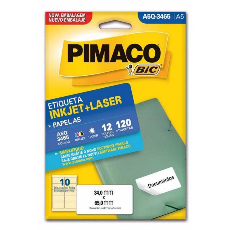 ETIQUETA A5Q-3465 12 FOLHAS  PIMACO - REF. A5Q-3465 - 1 UNIDADE
