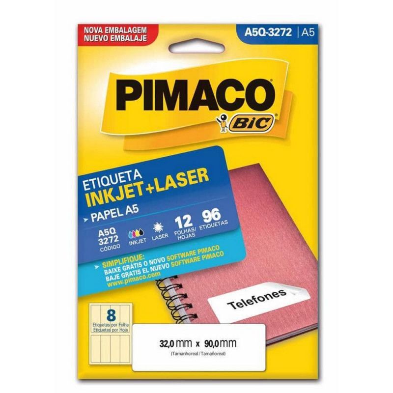 ETIQUETA A5Q-3272 12 FOLHAS PIMACO - REF. A5Q-3272 - 1 UNIDADE