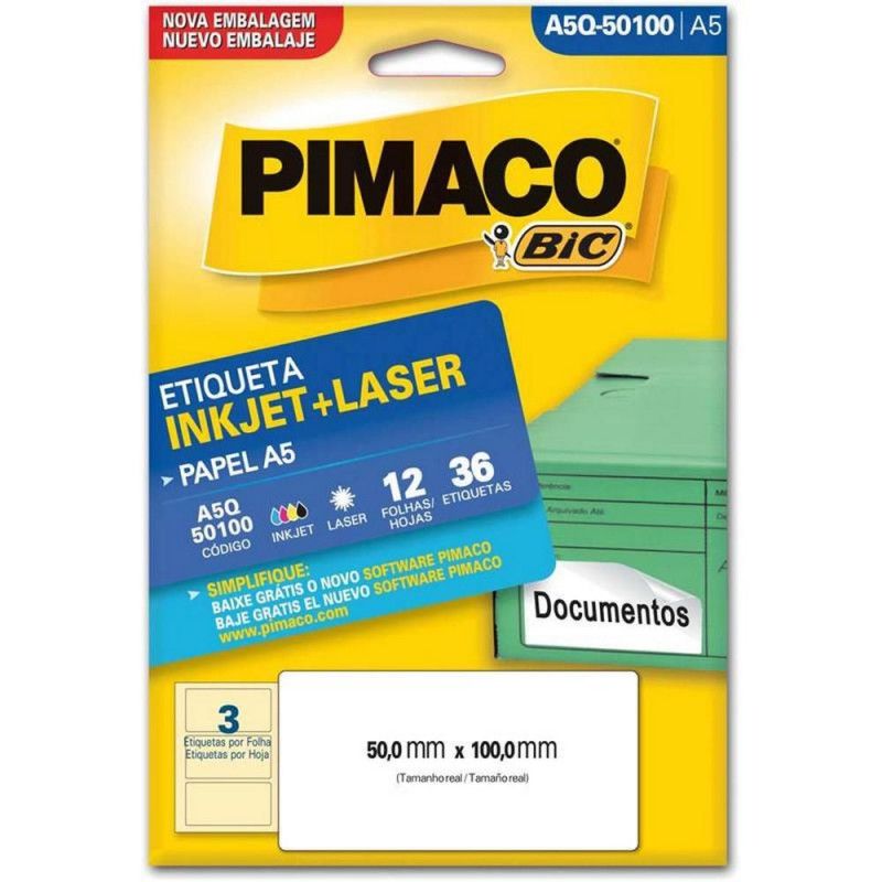 ETIQUETA A5Q-50100 12 FOLHAS  PIMACO - REF. A5Q-50100 - 1 UNIDADE
