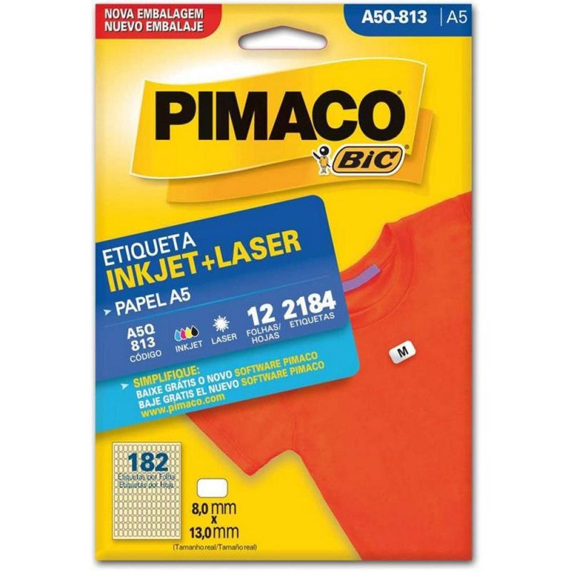 ETIQUETA A5Q- 813 12 FOLHAS PIMACO - REF. A5Q-813 - 1 UNIDADE