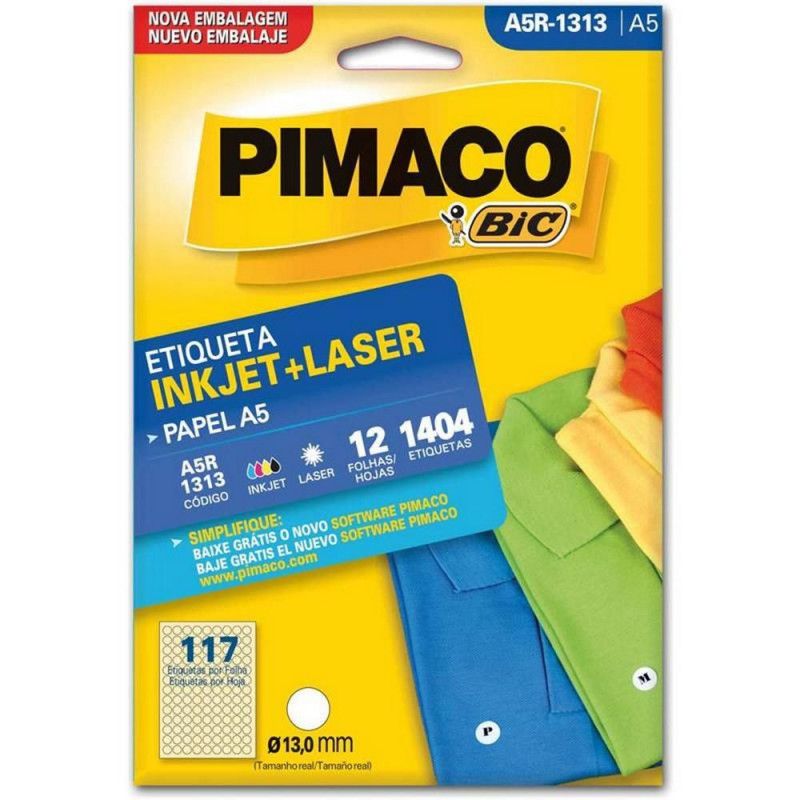 ETIQUETA A5R-1313 12 FOLHAS PIMACO - REF. A5R-1313 - 1 UNIDADE