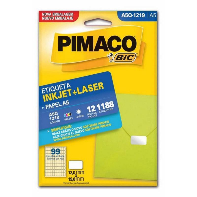 ETIQUETA A5Q-1219 12 FOLHAS PIMACO - REF. A5Q-1219 - 1 UNIDADE