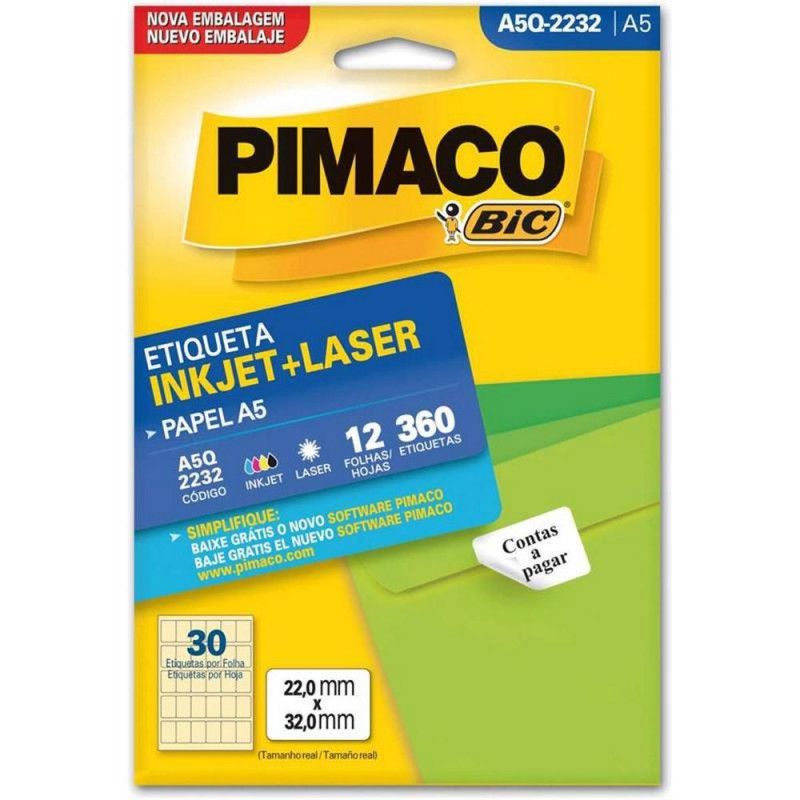 ETIQUETA A5Q-2232 12 FOLHAS PIMACO - REF. A5Q-2232 - 1 UNIDADE