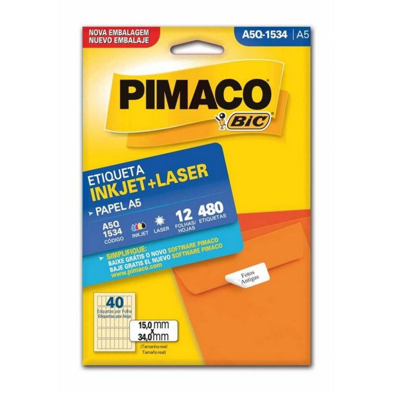 ETIQUETA A5Q-1534 12 FOLHAS PIMACO - REF. A5Q-1534 - 1 UNIDADE