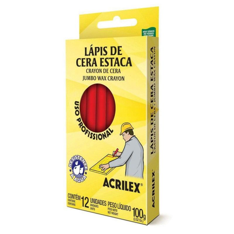 LAPIS ESTACA VERMELHO FOGO ACRILEX - REF. 507 - PACOTE COM 6 BLISTERS