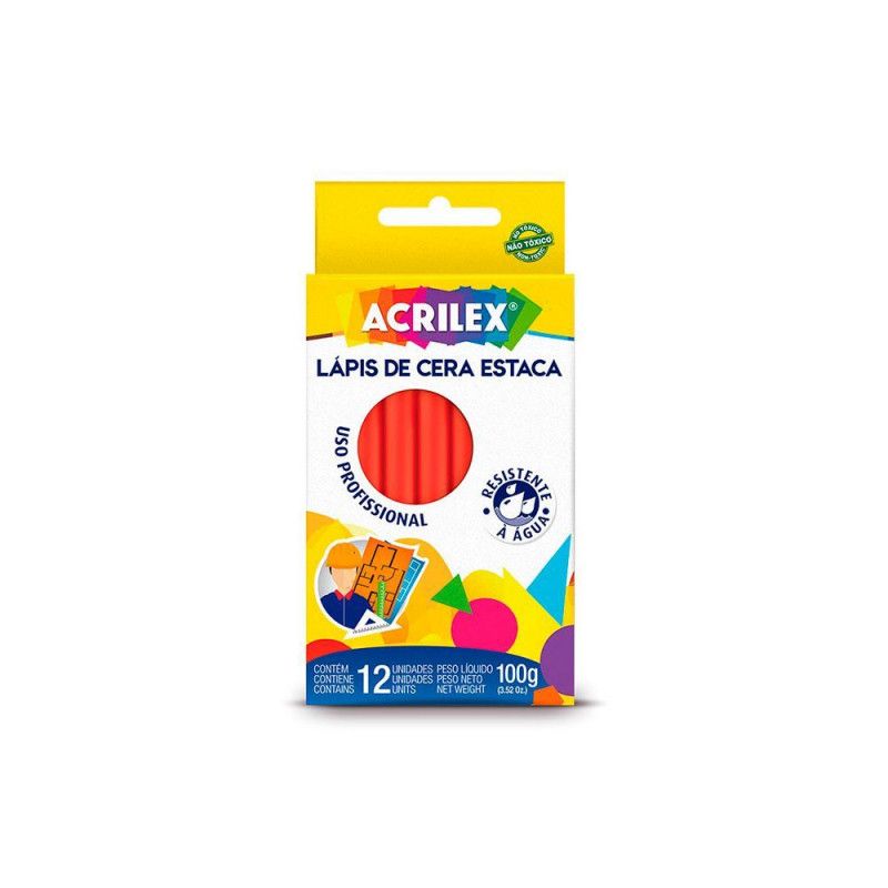 LAPIS ESTACA VERMELHO FOGO ACRILEX - REF. 507 - CAIXA COM 12 UNIDADES