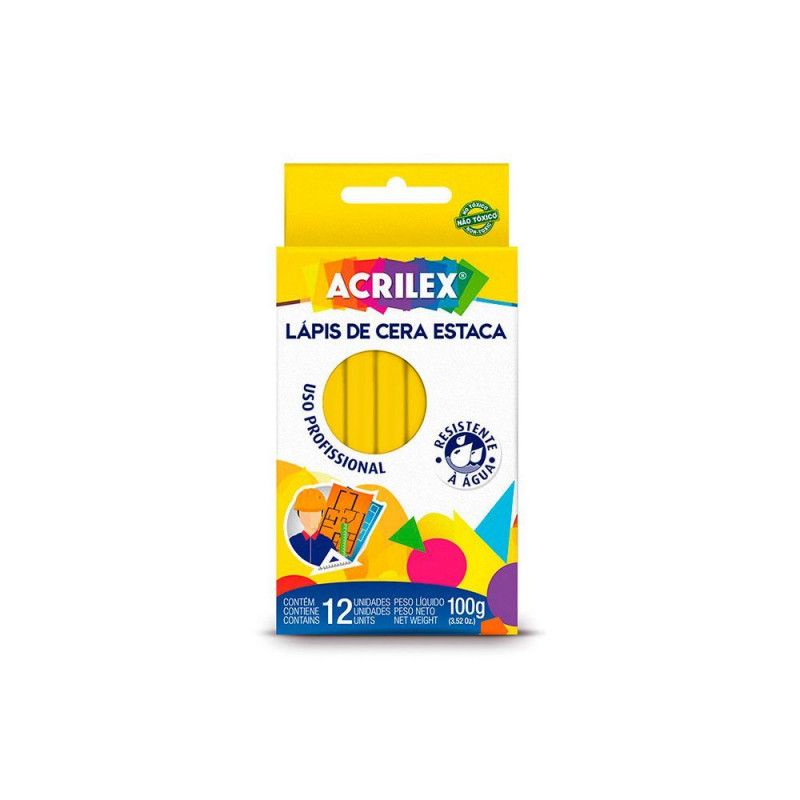 LAPIS ESTACA AMARELO LIMAO ACRILEX - REF. 504 - CAIXA COM 12 UNIDADES