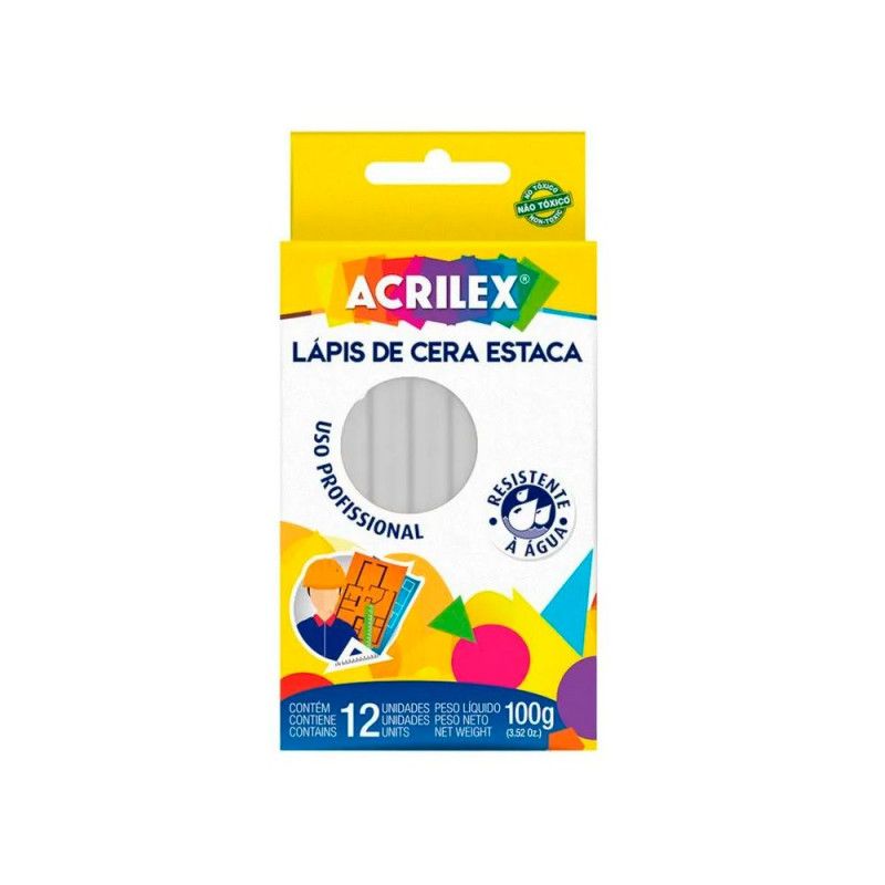 LAPIS ESTACA BRANCO ACRILEX - REF. 519 - CAIXA COM 12 UNIDADES