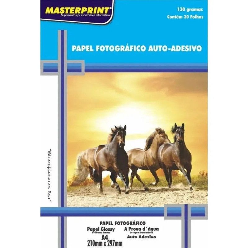 PAPEL FOTOGRAFICO A4 130G AUTO ADESIVO 20 FOLHAS - REF. 302010008 - 1 UNIDADE