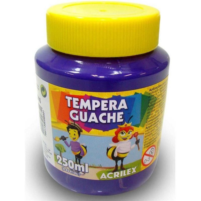 TINTA GUACHE 250ML VIOLETA ACRILEX - REF. 516 - PACOTE COM 3 UNIDADES