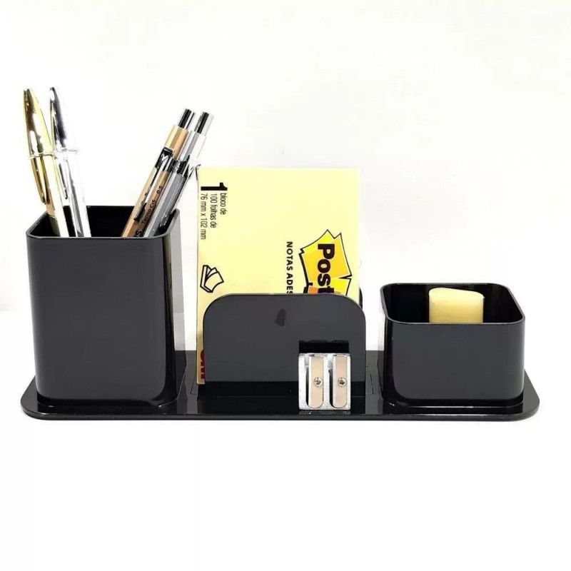 PORTA LAPIS CLIPES E LEMBRETE PRETO - REF. 3031.P - 1 UNIDADE