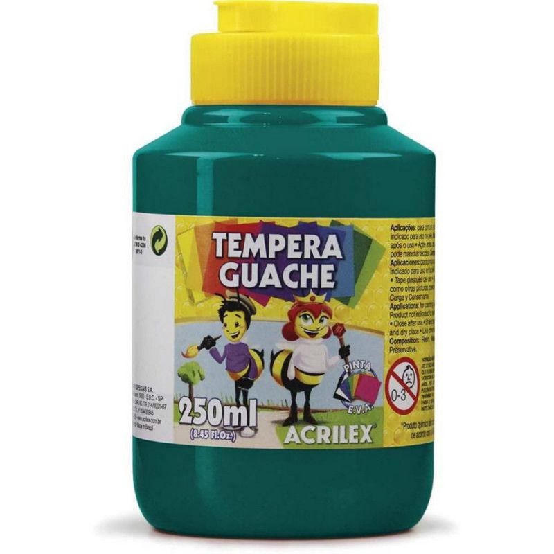 TINTA GUACHE 250ML VERDE BANDEIRA ACRILEX - REF. 511 - PACOTE COM 3 UNIDADES