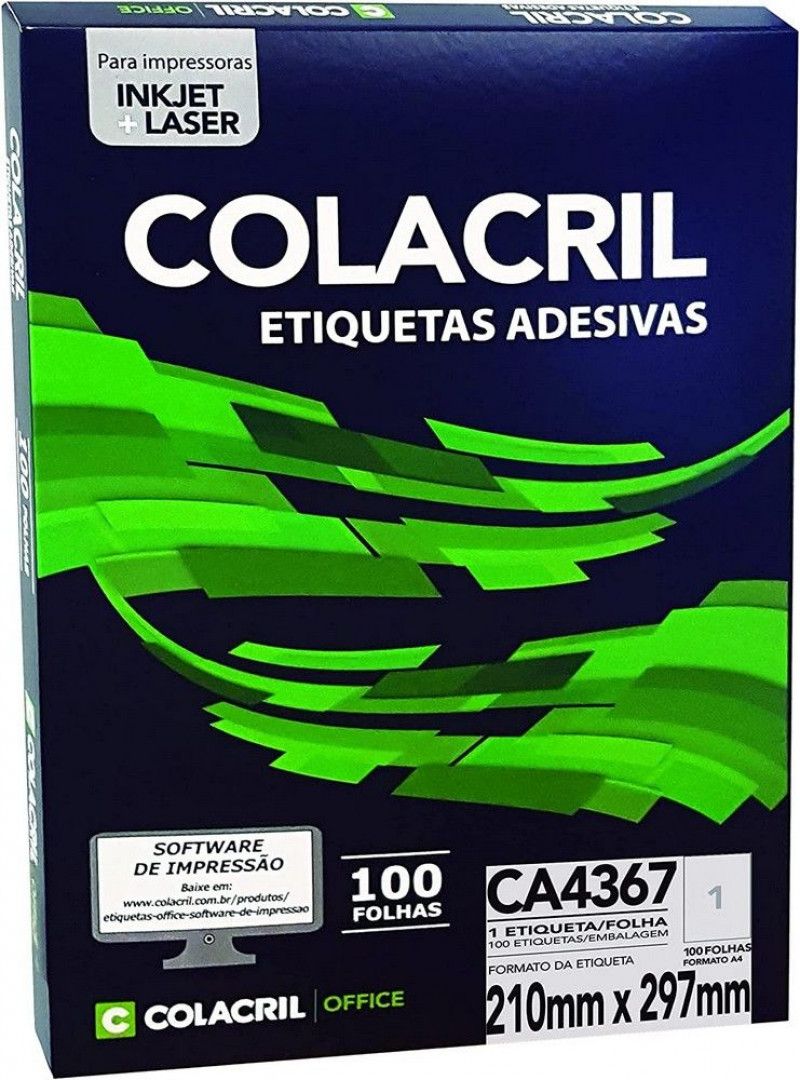 ETIQUETA LASER CA4367 100 FOLHAS COLACRIL - REF. CA4367 - 1 UNIDADE