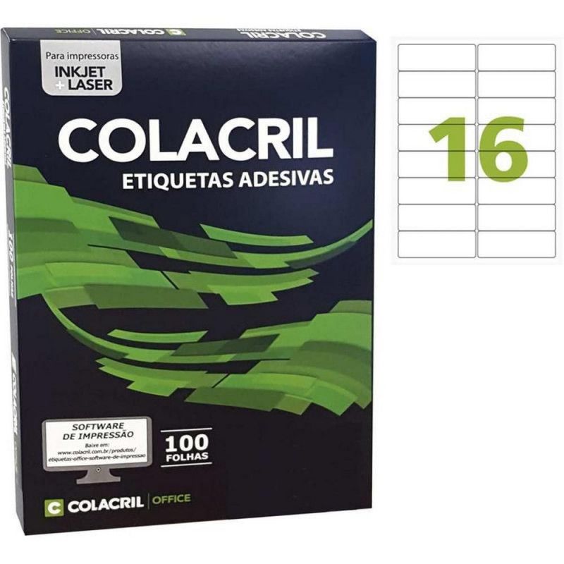 ETIQUETA LASER CA4362 100 FOLHAS COLACRIL - REF. CA4362 - 1 UNIDADE