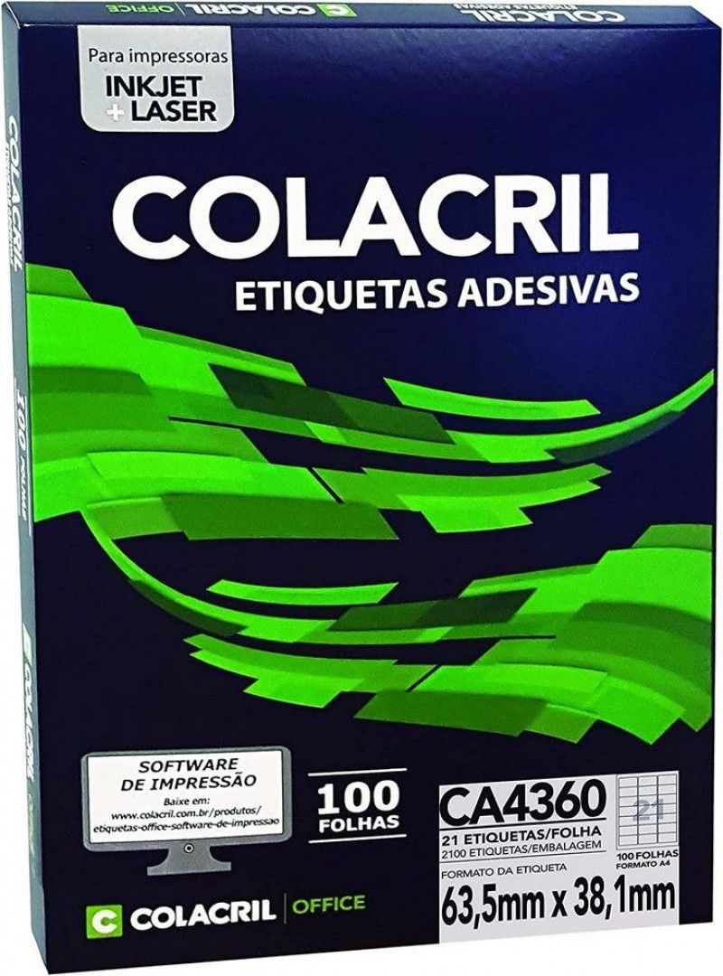 ETIQUETA LASER CA4360 100 FOLHAS COLACRIL - REF. CA4360 - 1 UNIDADE