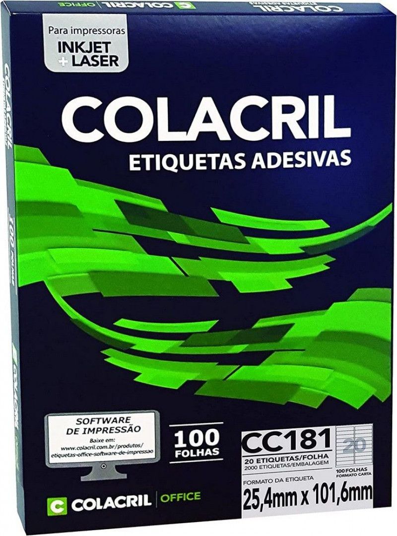 ETIQUETA LASER CC181 100 FOLHAS COLACRIL - REF. CC181 - 1 UNIDADE