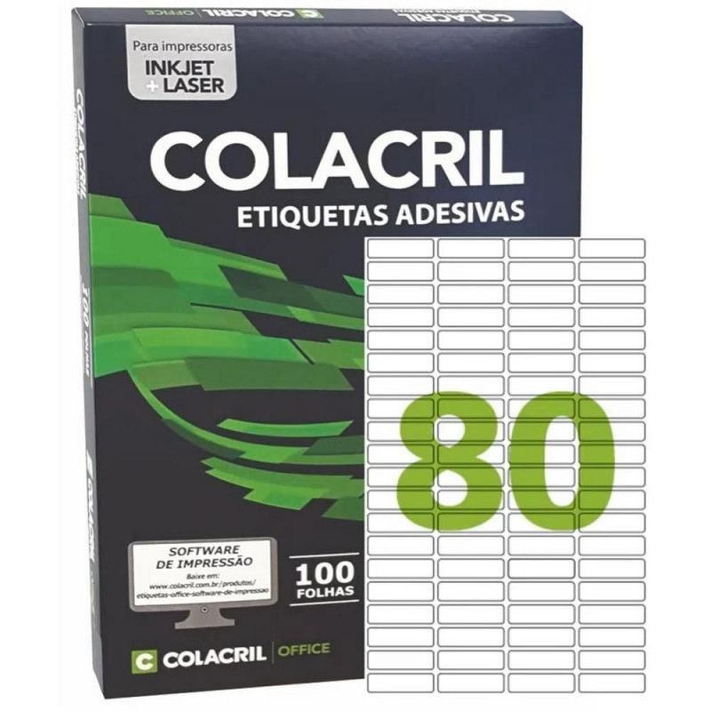 ETIQUETA LASER CC187 100 FOLHAS COLACRIL - REF. CC187 - 1 UNIDADE