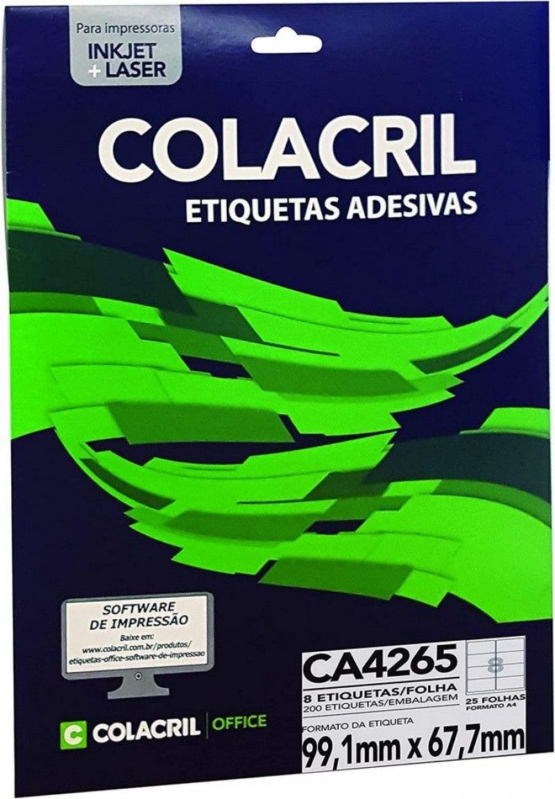 ETIQUETA LASER CA4265 25 FOLHAS COLACRIL - REF. CA4265 - 1 UNIDADE