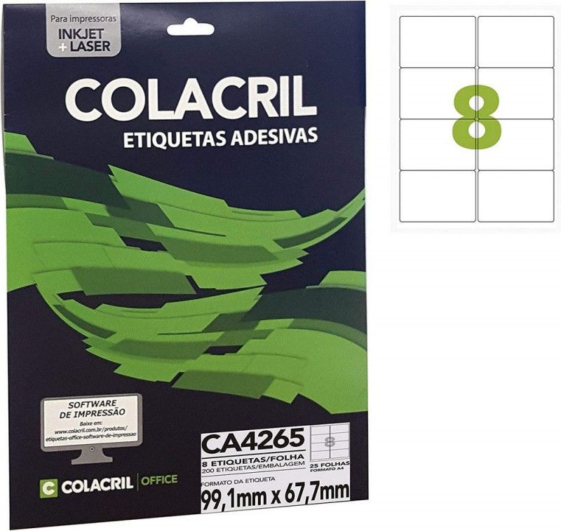 ETIQUETA LASER CA4265 25 FOLHAS COLACRIL - REF. CA4265 - 1 UNIDADE