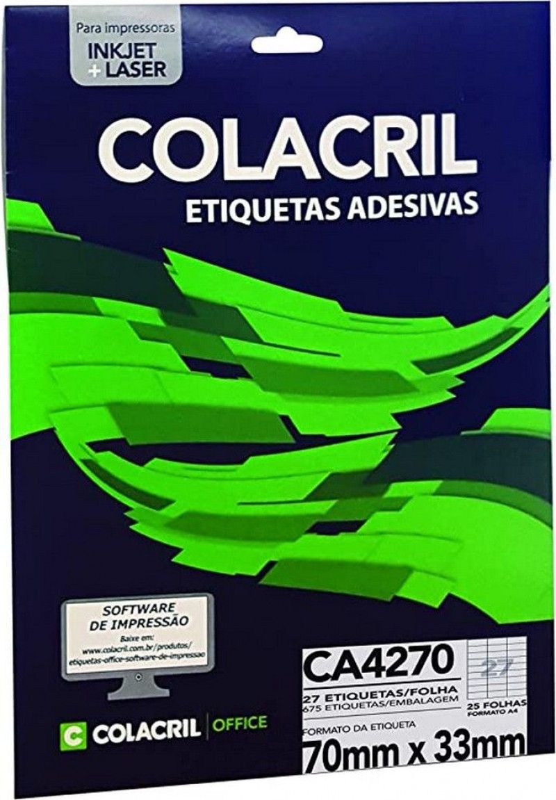 ETIQUETA LASER CA4270 25 FOLHAS COLACRIL - REF. CA4270 - 1 UNIDADE