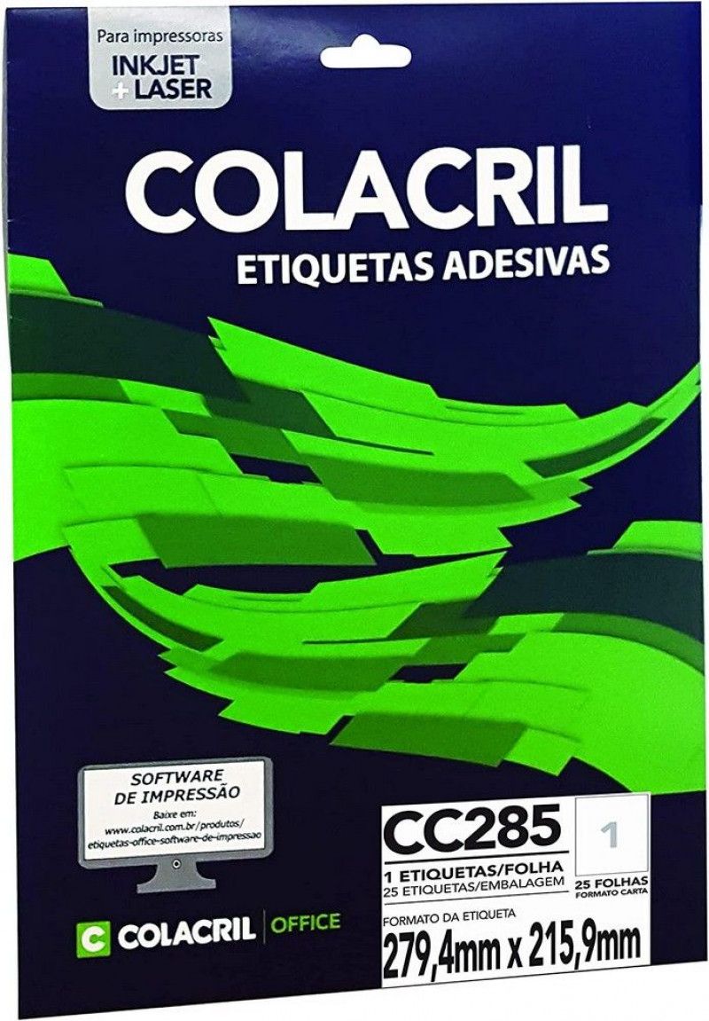 ETIQUETA LASER CC285 25 FOLHAS COLACRIL - REF. CC285 - 1 UNIDADE