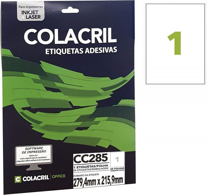 ETIQUETA LASER CC285 25 FOLHAS COLACRIL - REF. CC285 - 1 UNIDADE