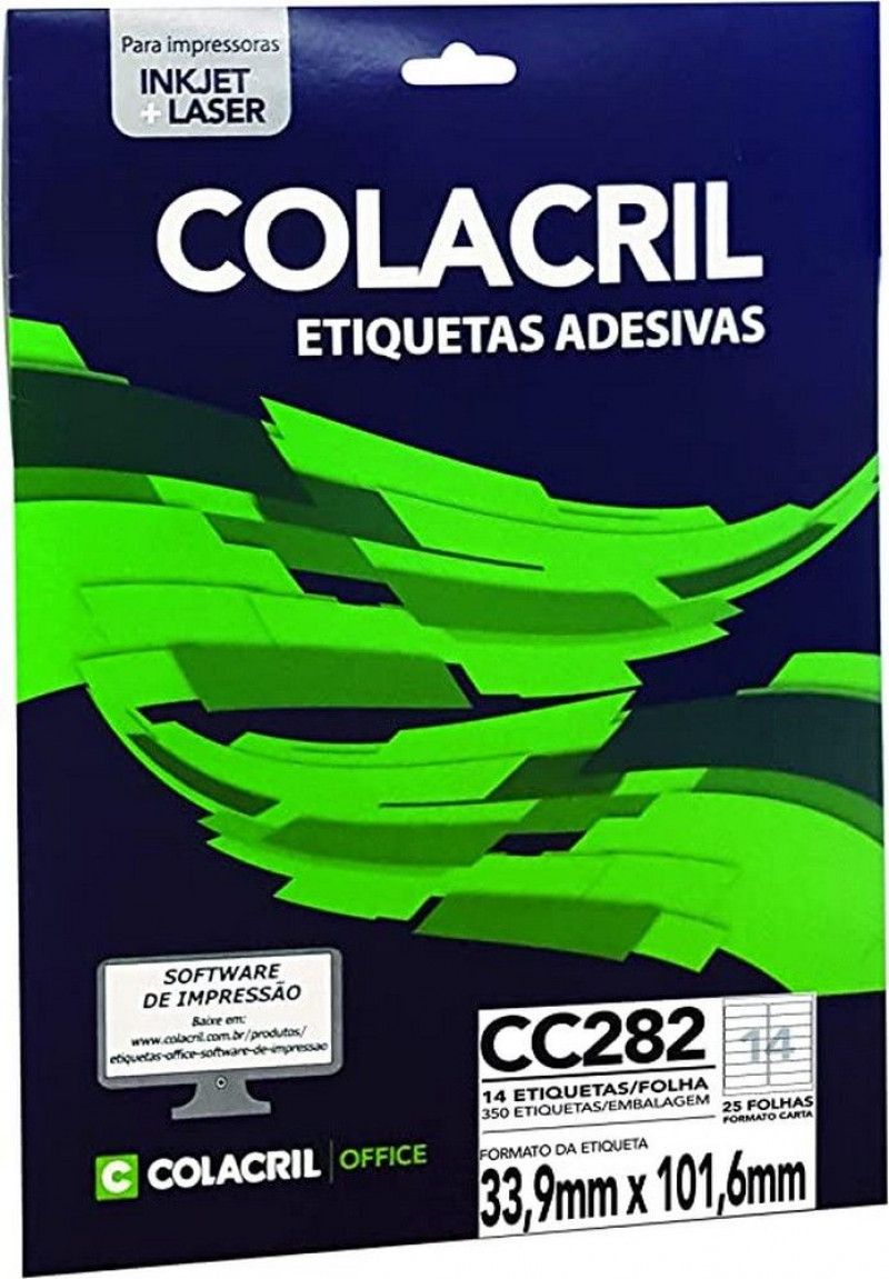 ETIQUETA LASER CC282 25 FOLHAS COLACRIL - REF. CC282 - 1 UNIDADE