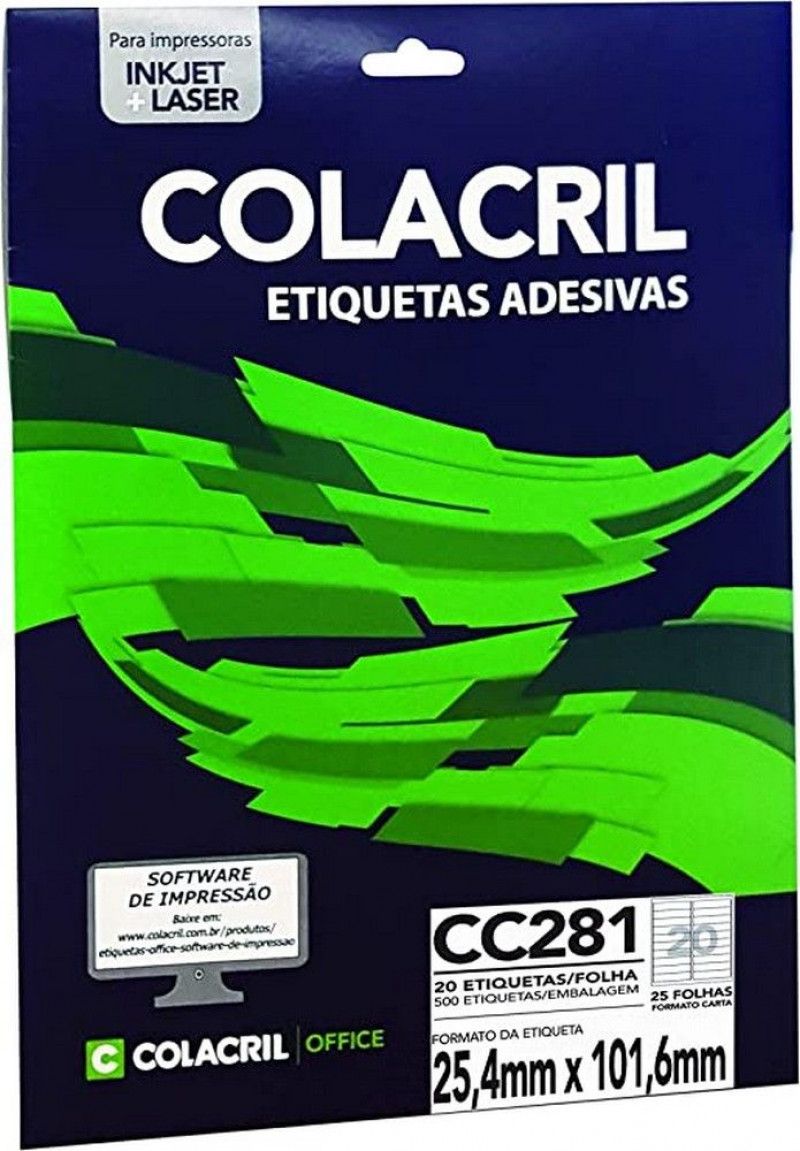 ETIQUETA LASER CC281 25 FOLHAS COLACRIL - REF. CC281 - 1 UNIDADE