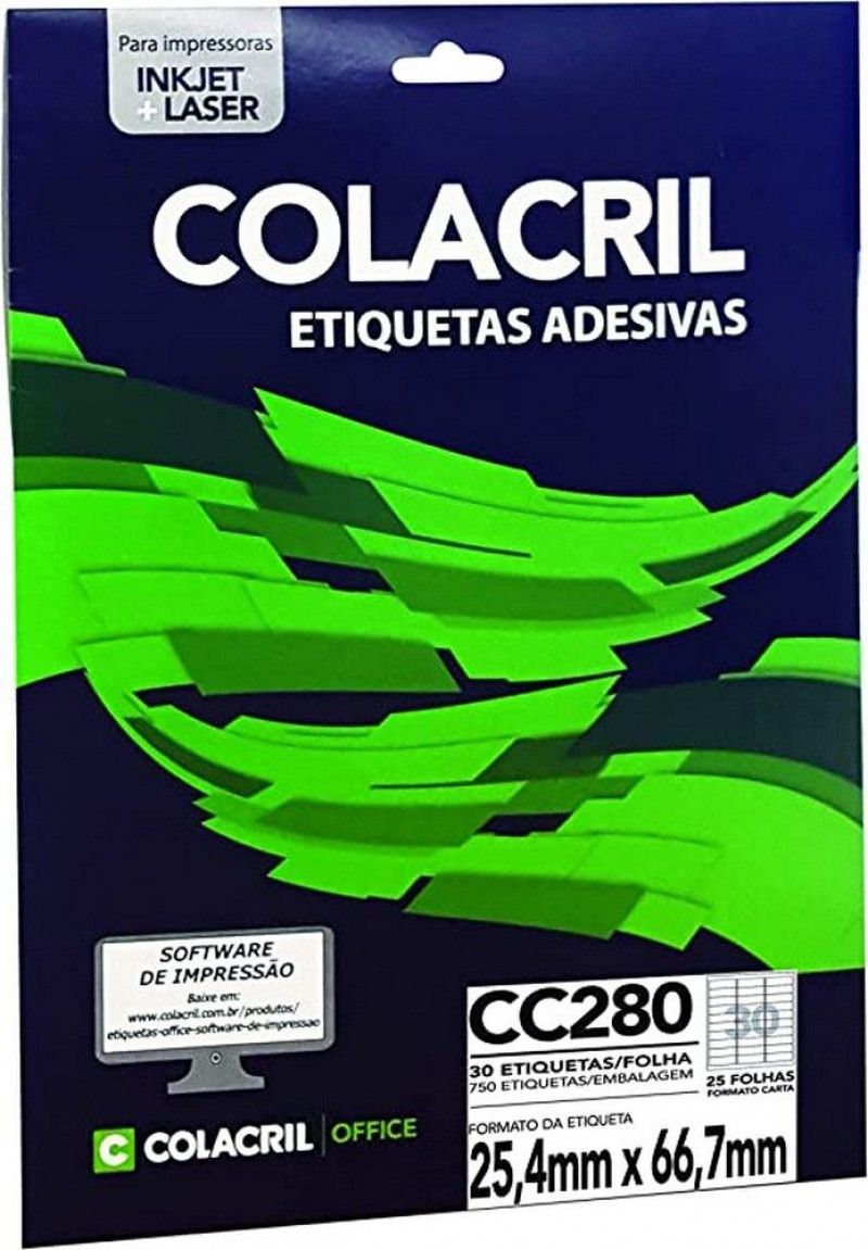 ETIQUETA LASER CC280 25 FOLHAS COLACRIL - REF. CC280 - 1 UNIDADE