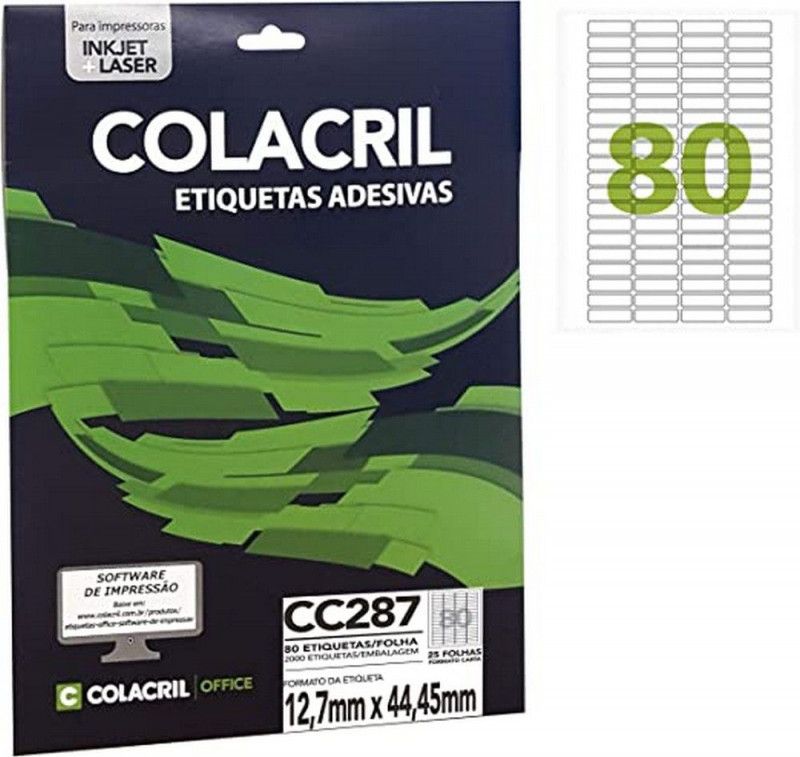 ETIQUETA LASER CC287 25 FOLHAS COLACRIL - REF. CC287 - 1 UNIDADE