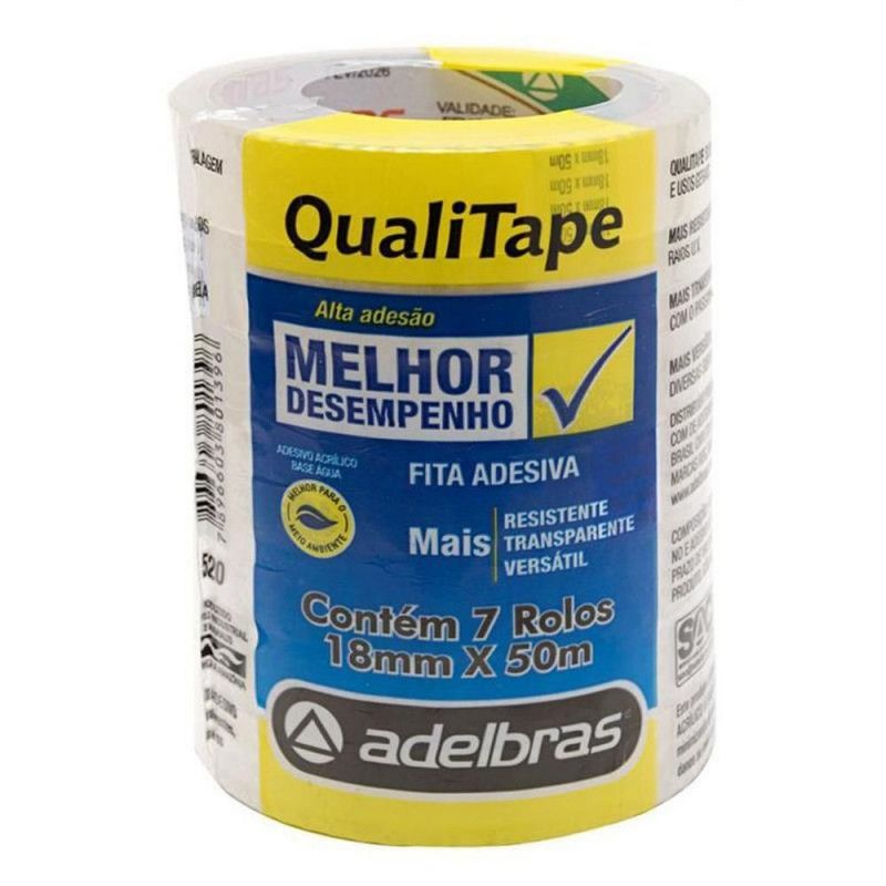 FITA ADESIVA TRANSPARENTE 18MMX50M ADELBRAS - PACOTE COM 7 UNIDADES
