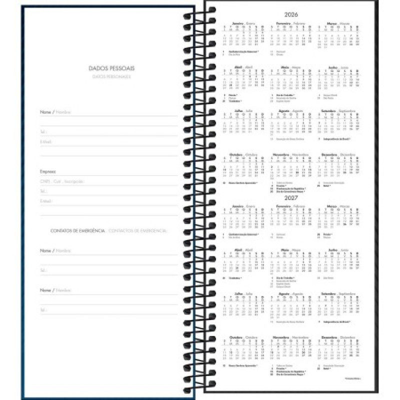 AGENDA ESPIRAL COMERCIAL IDEALE M8 TILIBRA 2026 - REF. 179388 - PACOTE COM 5 UNIDADES