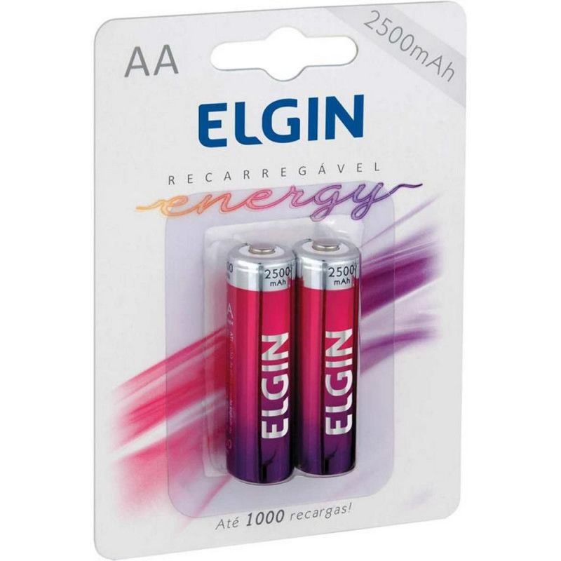 PILHA PEQUENA AA RECARREGAVEL COM 2 ELGIN  - REF 82172 - 1 UNIDADE