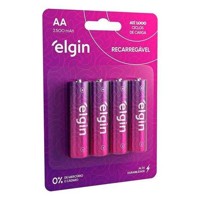 PILHA PEQUENA AA RECARREGAVEL 2500MAH COM 2 PECAS ELGIN - REF. 802172 - CAIXA COM 10 UNIDADES