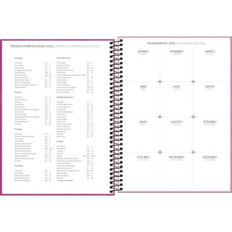 AGENDA ESPIRAL SPOT FEMININO M9 TILIBRA 2026 - REF. 178870 - PACOTE COM 4 UNIDADE SORTIDAS