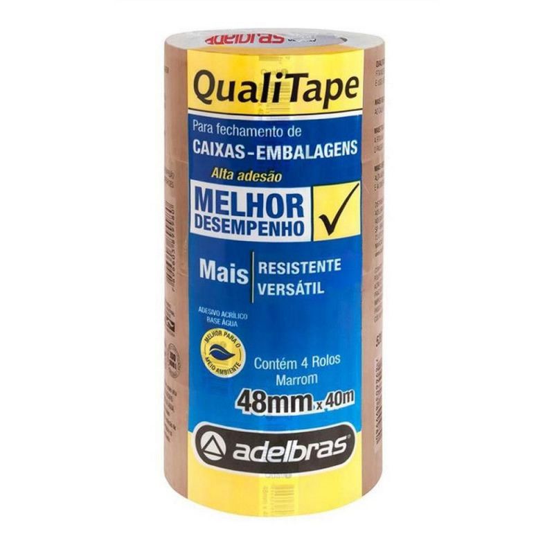 FITA EMPACOTAMENTO 48MMX40M MARROM ADELBRAS - PACOTE COM 4 UNIDADES