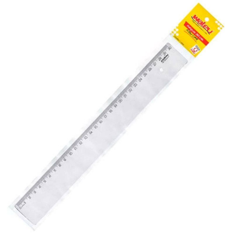 REGUA 30CM ACRILICA WALEU - REF. 10270017 - PACOTE COM 10 UNIDADES