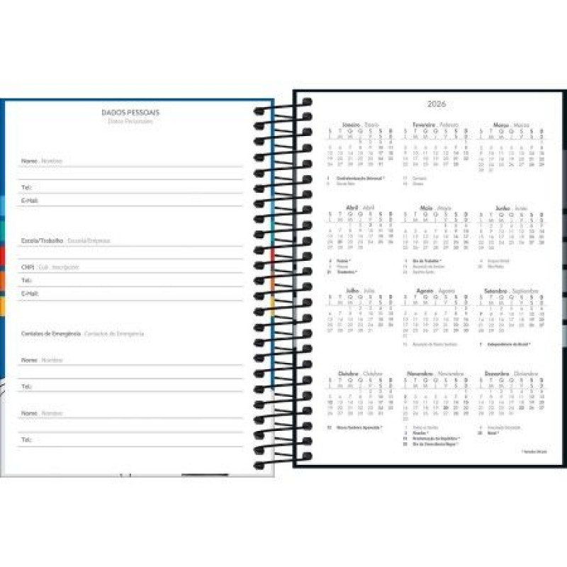 AGENDA ESPIRAL PEPPER M4 MASCULINO TILIBRA 2026 - REF. 179035 - PACOTE COM 4 UNIDADES SORTIDAS