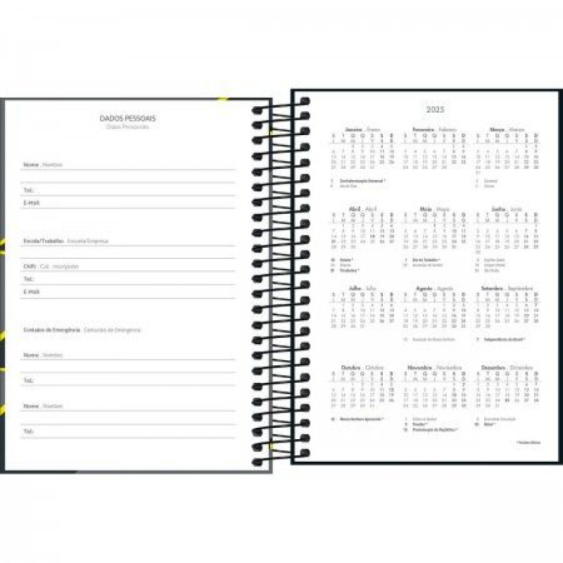 AGENDA ESPIRAL PEPPER M4 MASCULINO TILIBRA 2026 - REF. 179035 - PACOTE COM 4 UNIDADES SORTIDAS