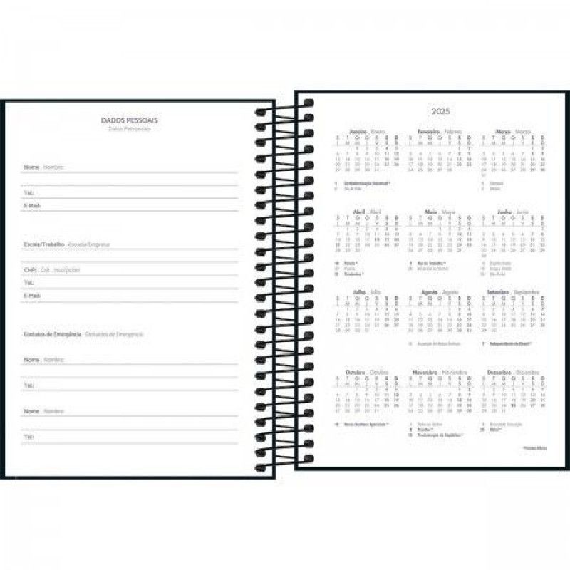 AGENDA ESPIRAL M4 PEPPER PRETO TILIBRA 2025 - REF. 179698 - PACOTE COM 4 UNIDADES