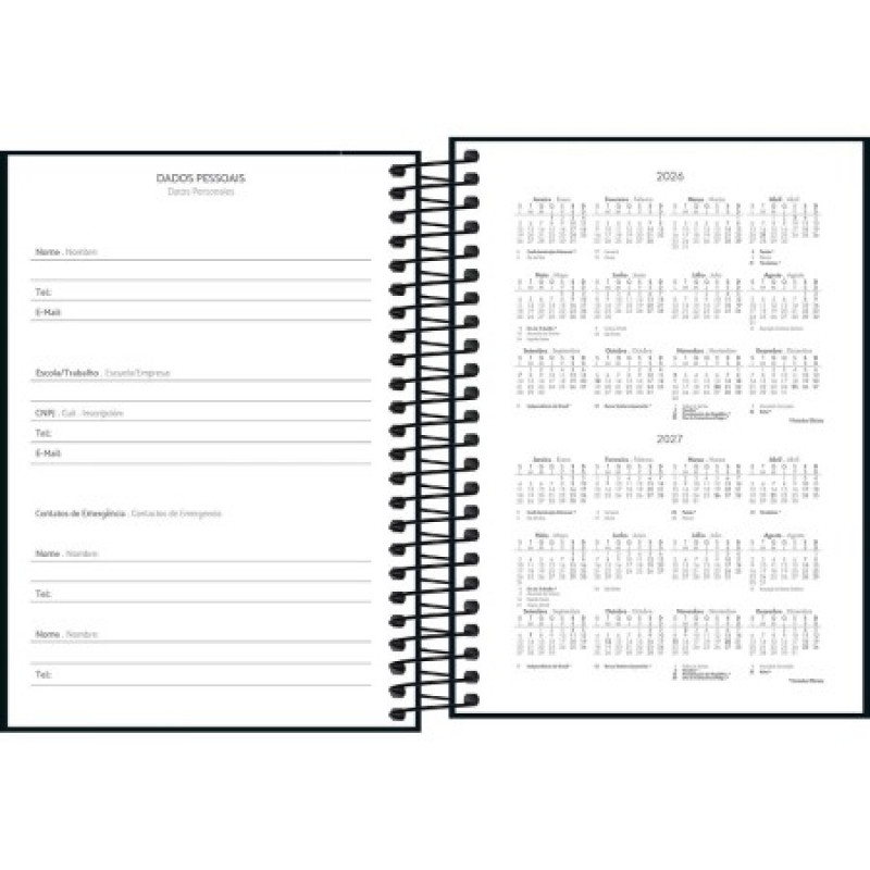 AGENDA ESPIRAL M4 PEPPER PRETO TILIBRA 2026 - REF. 179698 - PACOTE COM 4 UNIDADES