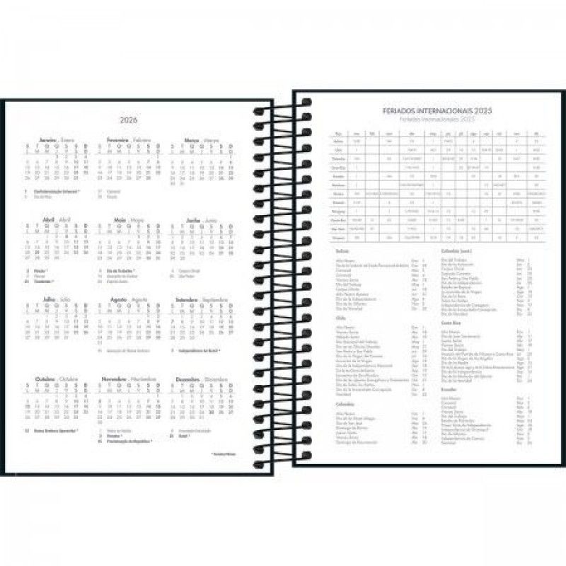 AGENDA ESPIRAL M4 PEPPER PRETO TILIBRA 2025 - REF. 179698 - PACOTE COM 4 UNIDADES