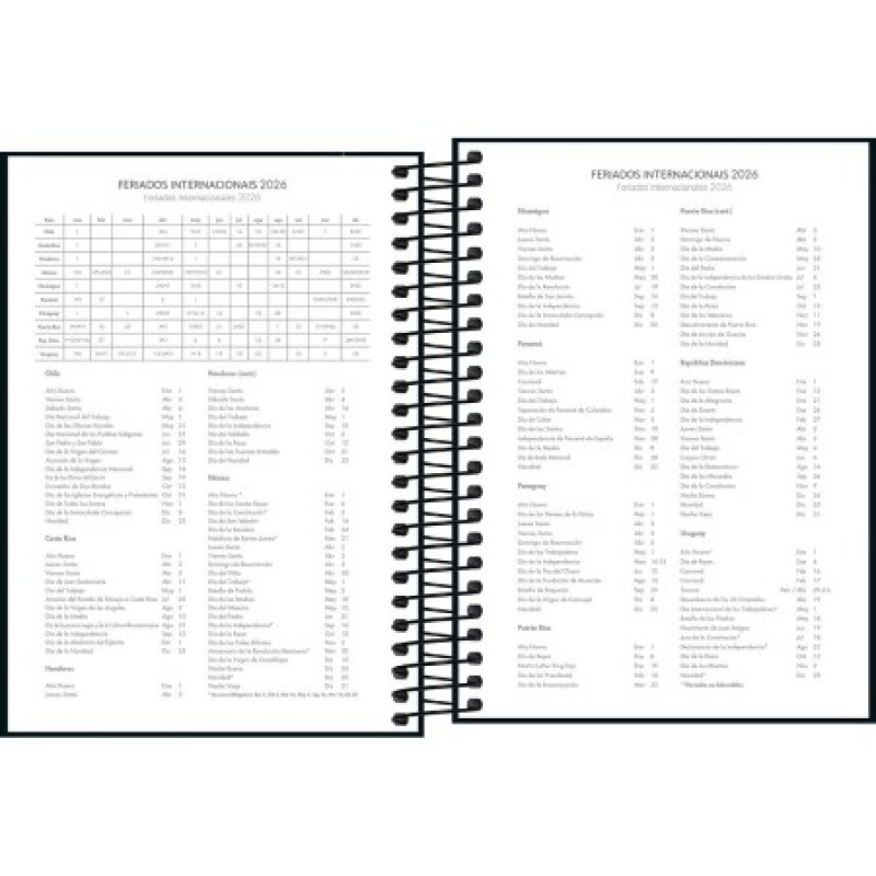 AGENDA ESPIRAL M4 PEPPER PRETO TILIBRA 2026 - REF. 179698 - PACOTE COM 4 UNIDADES